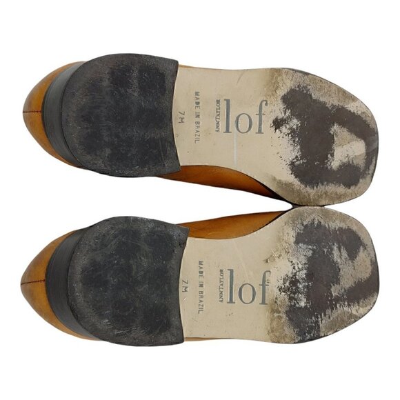 ANN TAYLOR LOFT Caramel Distressed Leather Slip-On Loafers 7M  Good Pre-Owned - Picture 9 of 9